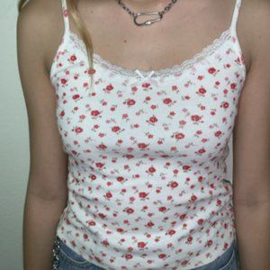Red and pink floral Brandy Melville skylar tank